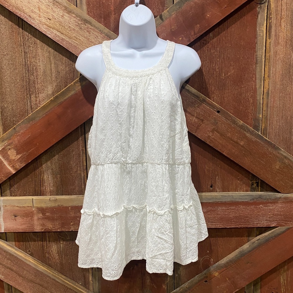 Torrid White Eyelet Lace Sleeveless Ruffle Boho Tunic Top Blouse Women 1 XL